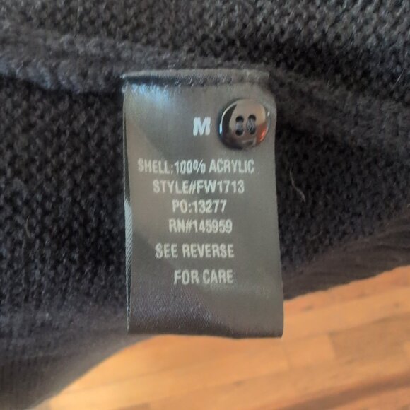 Vici Long Black Cardigan with Faux Fur Collar Sz M - Picture 10 of 11